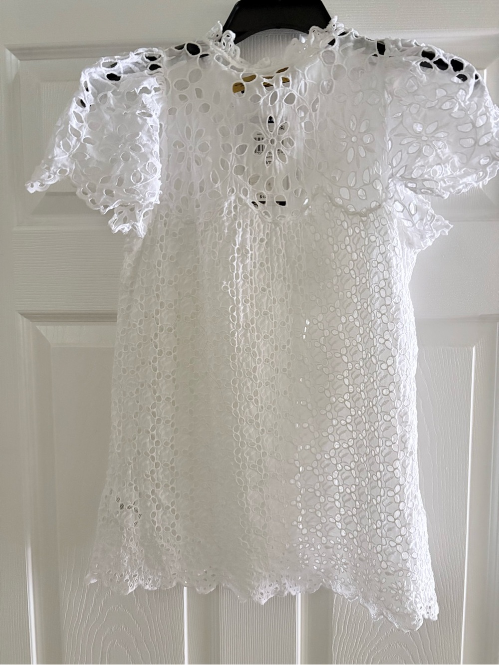 Polo Ralph Laurent boho White Lace Tie-Neck Women's Top - Picture 3 of 7